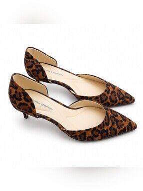 Jessica Simpson Leopard Print D'Orsay Pointed Kitten Heels - Brown & Black